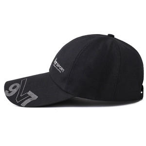 Men's black baseball cap with 97 SPORT print and wide brim for sun protection
