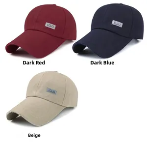 Three cotton baseball caps in burgundy, navy, and beige with Sport label details