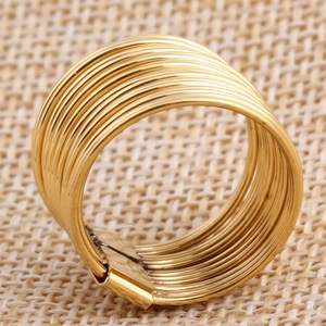 18K gold plated stainless steel multi-layer wire ring for women in minimalist style