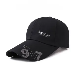 Detailed view of black baseball cap with 9V7 logo and sport classic collection text