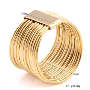 13mm wide multi-layered golden stainless steel wire ring with 18K gold plated finish