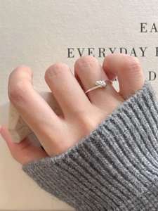 Minimalist 925 sterling silver beaded open ring shown on finger with aesthetic styling