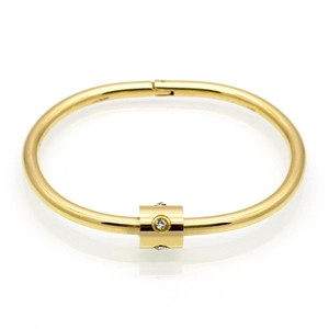 Titanium Steel Rhinestone Open Bangle Bracelet For Men Women Polished Cylindrical Screw Design Fashion Jewelry Bangle