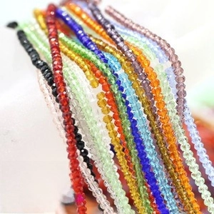 Macro view of multi-color faceted crystal beads for DIY jewelry and bracelet making