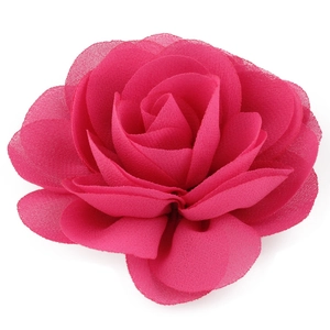 Close-up of a rose red chiffon flower head for children hair clips and DIY accessories