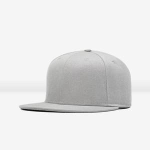 Classic grey flat brim baseball cap for men with adjustable solid wool blend texture