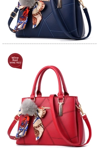 Detail of wine red and navy tote bags with geometric stitching and floral scarves
