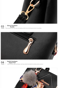 Detail of lychee pattern PU leather bag with golden hardware and fashion silk scarf