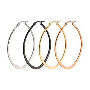 Oval Hoop Earrings For Women Stainless Steel Geometric Minimalist Fashion Jewelry High Polished Lightweight Titanium Steel