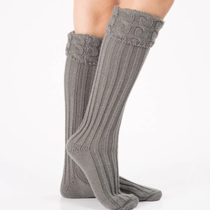 Cable Knit Leg Warmers Women Acrylic Winter Warm Over Knee Long Boot Cuffs Fashion Socks