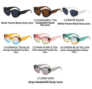Selection of trendy polygon sunglasses in seven colors including tortoiseshell and black