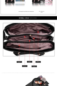 Detail view of the interior compartments showing the spacious structure of the black handbag