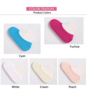 Detail showing five candy-colored invisible velvet magic socks with cardboard packaging