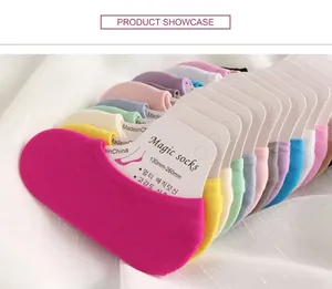 Detailed arrangement of candy-colored invisible velvet magic socks for women and kids