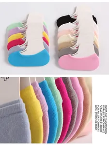 Detail of colorful candy-colored velvet invisible magic socks with fine knit texture