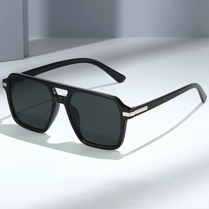 Square Double Bridge Sunglasses PC Frame AC Lenses UV400 Protection Retro Fashion Eyewear For Men And Women