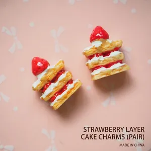 Detailed view of handmade resin strawberry Napoleon cake miniature for DIY crafts