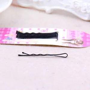 Classic 4.5cm black wavy metal bobby pins for secure hair styling and daily accessorizing