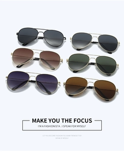 Six colors collection of aviator sunglasses with metal double bridge frame for unisex