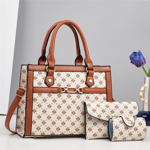 Élégant Sac À Main Pochette Et Petit Sac En Cuir PU Pour Femmes Imprimé Géométrique Décoration De Chaîne En Métal Chic