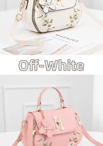 Detailed view of floral embroidery and pearl accents on elegant crossbody handbags