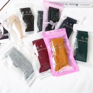 Japanese style slouch socks in solid colors with independent zipper bag packaging