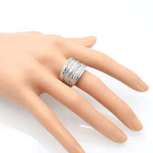 Vintage stainless steel wide braided rope ring with textured woven design for women