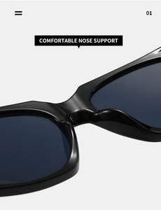 Detail of comfortable integrated nose pads on black oversized square sunglasses