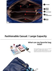 Detail view of large tote bag interior with five functional pockets for organized storage