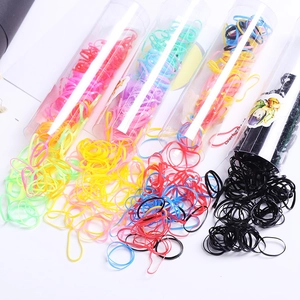Colorful disposable high-elastic hair bands set in transparent cylindrical tubes