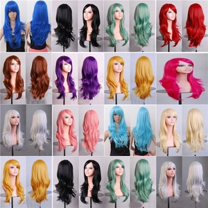 Peluca Cosplay Larga Rizada Fibra Sintetica De Alta Temperatura Resistente Al Calor Colorida Para Fiesta Halloween Mujeres
