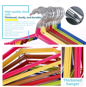 Close-up of thick TPE coated steel hangers featuring anti-slip surface and durable core