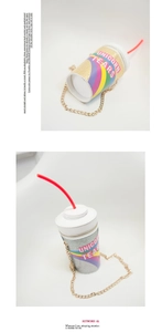 Macro view of shiny sequins and Unicorn Tears print on the colorful bucket bag