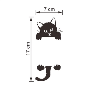Black cat silhouette wall sticker for light switches measuring 7 cm by 17 cm