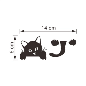 3D cute black cat wall sticker for light switches measuring 14cm by 6cm