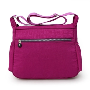 Borsa a tracolla in nylon oxford viola impermeabile con tracolla regolabile e cerniera