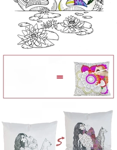 DIY coloring pillowcase set with mandala patterns and watercolor pens for hand-painting
