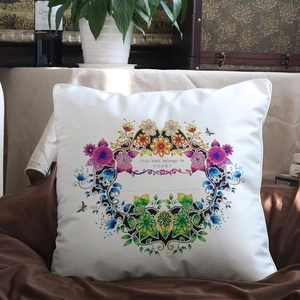 DIY colorable Secret Garden pillowcase with floral patterns and owner name frame