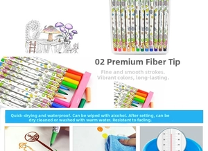 Detail of waterproof art markers with fiber tips for DIY coloring on pillowcases