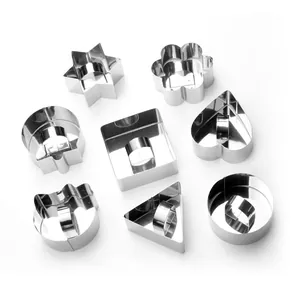 Stainless Steel Mousse Ring Cake Mold With Pusher Press Plate For Baking Sushi Rice Ball Geometric Shapes