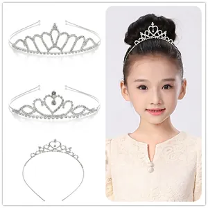 Sparkling silver rhinestone tiara headband set for girls with elegant crown designs