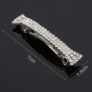 Sparkling crystal rhinestone rectangular hair clip with 7cm length on black background