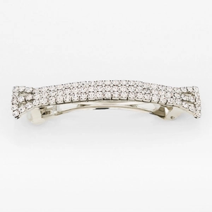 Elegant silver-tone hair clip featuring multiple rows of sparkling rhinestones for women
