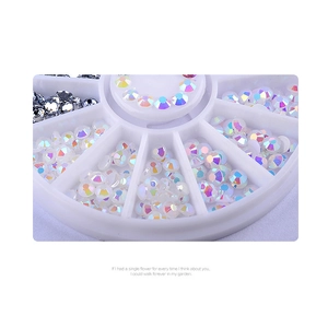 AB crystal rhinestones for nail art in a convenient rotating wheel storage case