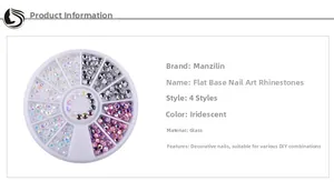 Flatback AB crystal nail rhinestones in a round rotating organizer box for DIY art