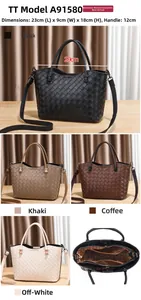 Struttura interna dettagliata e dimensioni della mini borsa a mano in pelle intrecciata
