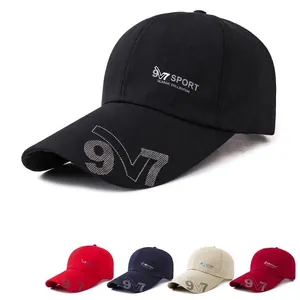 Men Baseball Cap Cotton Sun Protection Outdoor Sport Adjustable Letter Print Casual Long Brim