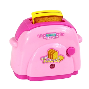 Tostapane giocattolo rosa con fette di pane da un set da cucina da 23 pezzi