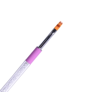 Professional gradient nail brush with clear acrylic handle and white glitter decoration