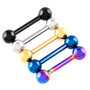 Five colored surgical steel barbell piercings for tongue or industrial ear jewelry set